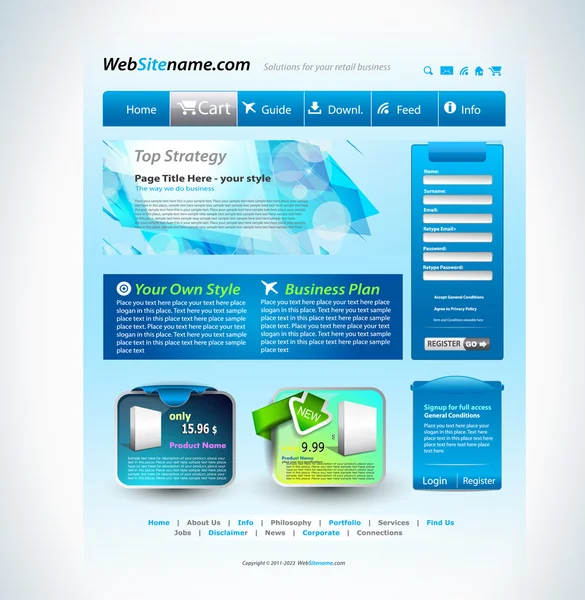 Plantilla de sitio web moderna con un estilo futurista de tecnología — Vector de stock