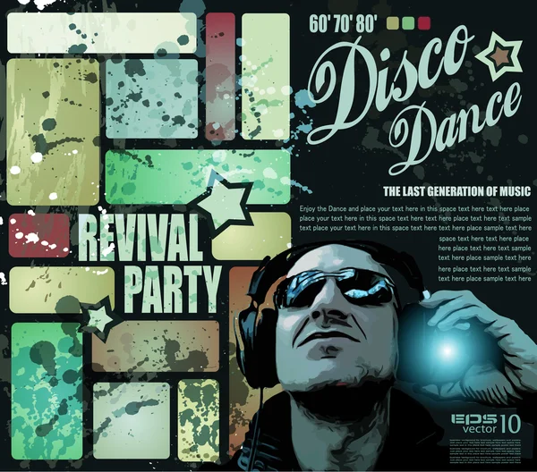 Retro 'Revival Disco Party Flyer — Stockvektor