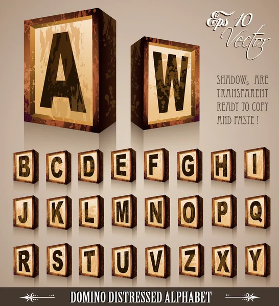Vintage domino stil alfabetet 3d — Stock vektor