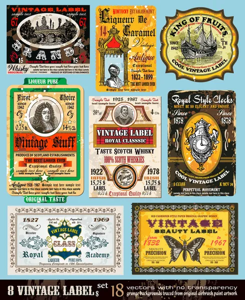 Vintage etykiety kolekcja-zestaw 18 — Wektor stockowy