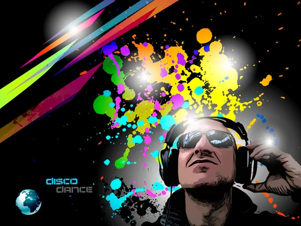 Konstnärliga disco reklamblad med dj form — Stock vektor