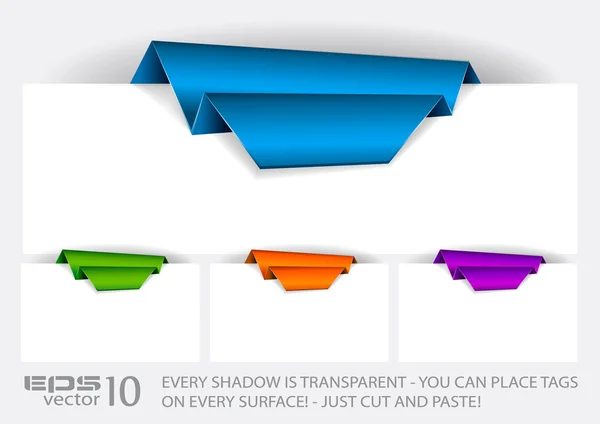 Origami χαρτί ετικέτα με διαφανείς σκιές. — Διανυσματικό Αρχείο