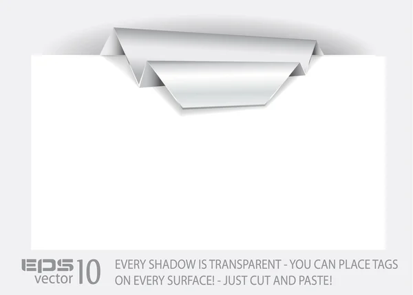 Origami papír značka s transparentní stíny. — Stockový vektor