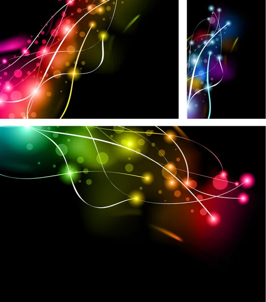 Cartes de visite abstraites Rainbow Lights — Image vectorielle