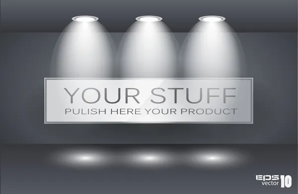 Panel de pared para su producto con proyectores led — Vector de stock