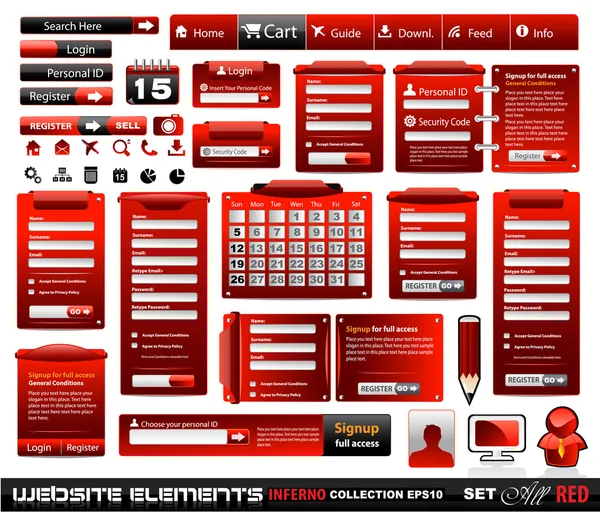 Elementos de web design coleção extrema 2 BlackRed Inferno — Vetor de Stock