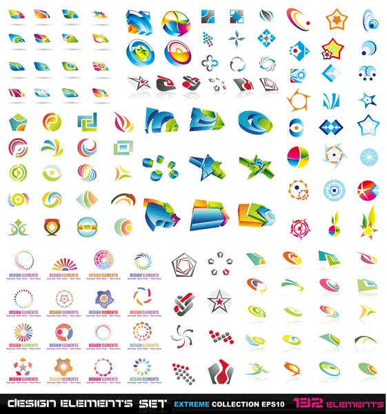 132 éléments de conception abstraits 2D et 3D — Image vectorielle