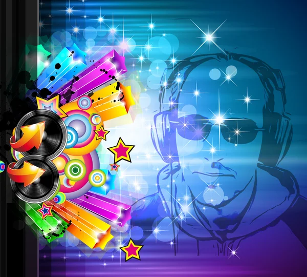 Magic Lights Flyer Disco avec forme DJ — Image vectorielle