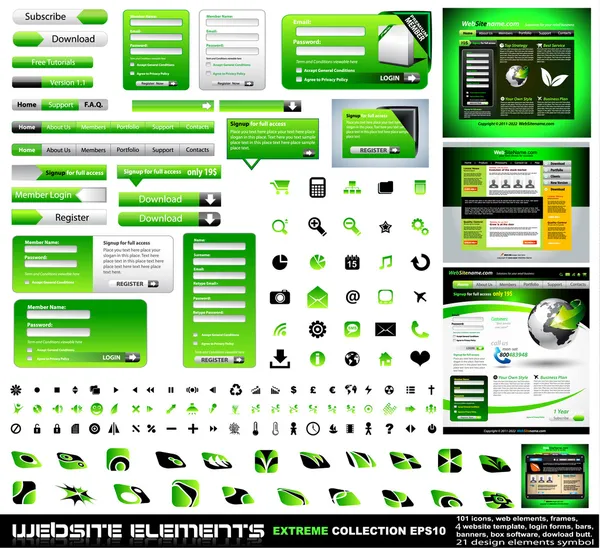 Verde Diseño web elementos colección extrema — Archivo Imágenes Vectoriales