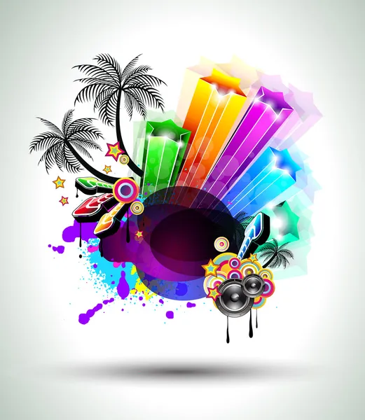 Disco Dance Tropical Music Flyer — Stock Vector