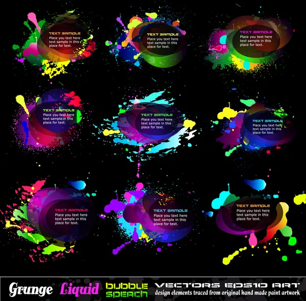 Grunge Bubble Drops Collection — Stock Vector