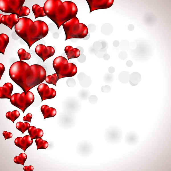 Rood hart achtergrond vliegen voor Valentijnsdag Flyer — Stockvector