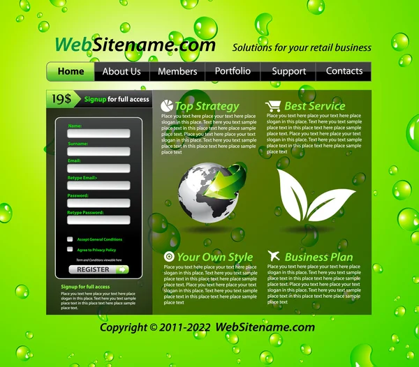 绿色生态为主题的网站模板 — 图库矢量图片
