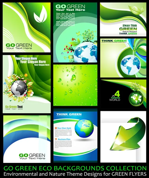 Jdi zelená eco pozadí kolekce — Stockový vektor