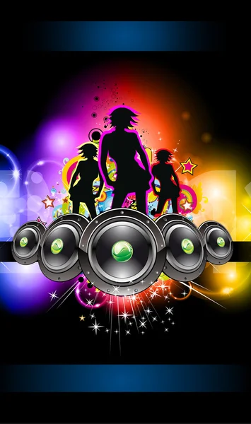 Volantino evento discoteca per ragazze per volantini a tema musicale — Vettoriale Stock