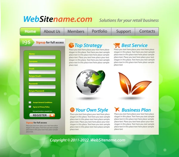 Stile di ambiente WebSite Template — Vettoriale Stock