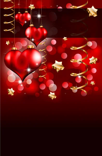 Elegante Flayer Día de San Valentín rojo y dorado — Vector de stock