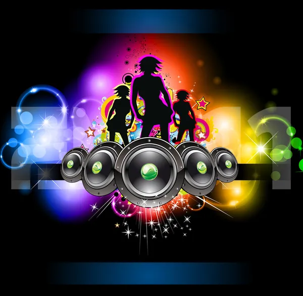 Flyer d'événement de discothèque de filles pour des flyers thématiques de musique — Image vectorielle