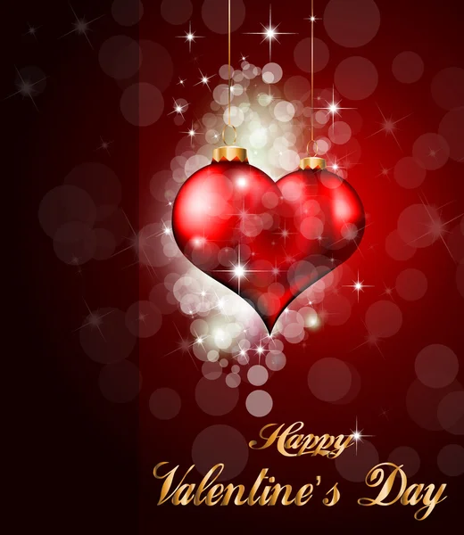 Fondo rojo y dorado del corazón para el folleto de San Valentín — Vector de stock