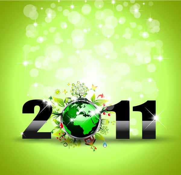 Οικολογία Πράσινο Θεματικές Χαιρετισμούς Ιστορικό για το Νέο Έτος Αφίσες — Διανυσματικό Αρχείο