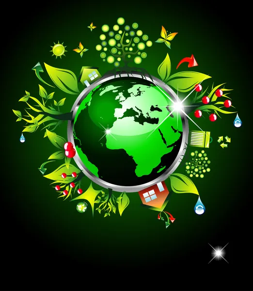 Ir fundo ecológico verde para cartazes de respeito ambiental — Vetor de Stock