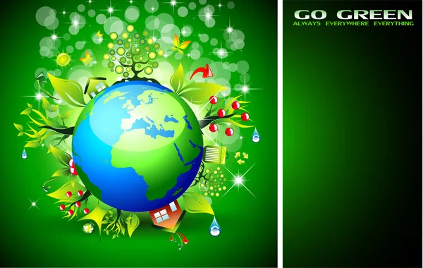 Go Zöld Ökológia háttér a környezetvédelmi tisztelet plakátok — Stock Vector