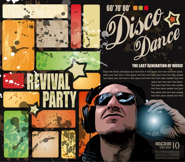 Retro' revival disco party flyer — Stock Vector