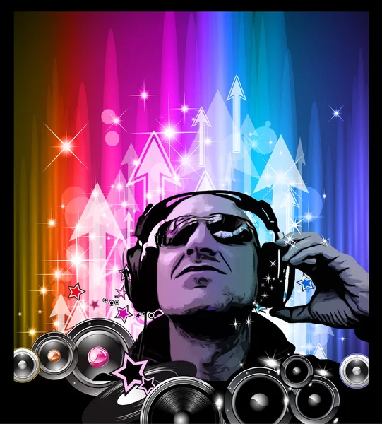 Artistic Disco Flyer with DJ shape — Stock Vector