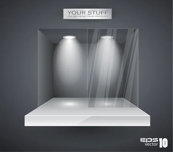 Boîte pour votre produit avec projecteurs LED — Image vectorielle