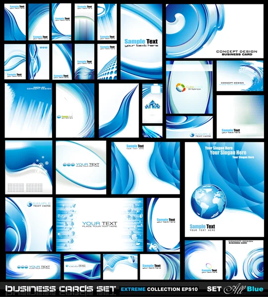 Corporate Business Card Collection: Blue Waves Royalty Free Stock Vectors