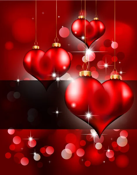 Rode en gouden hart achtergrond voor Valentijnsdag flyer — Stockvector