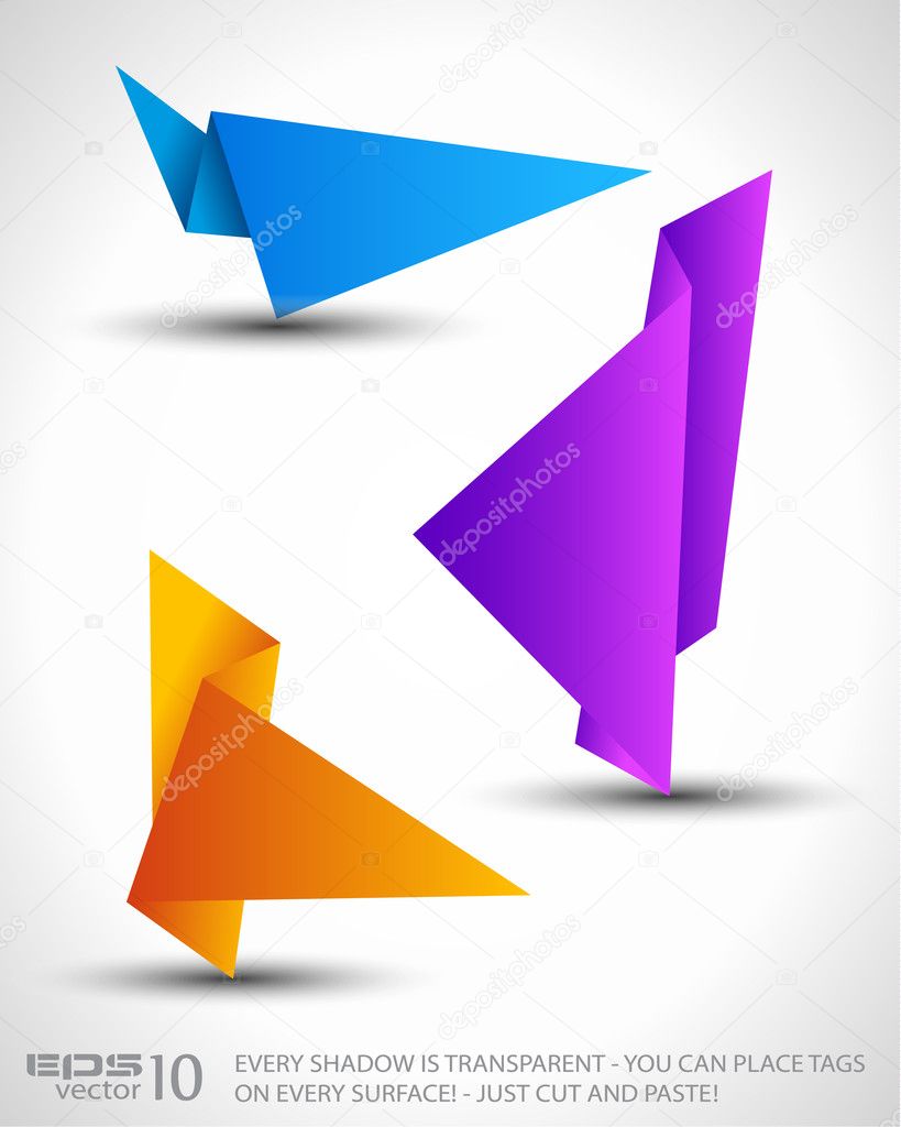 Origami triangle style speech Banner