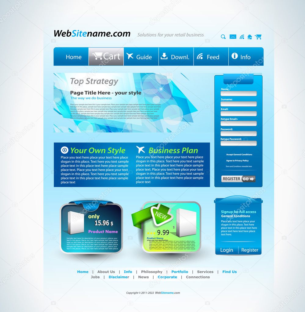 Modern website template with a technology futuristic style