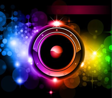 Futuristic Music Disco Background with glowing Rainbow lights clipart