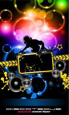 Discoteque Music Flyer with Attractive Rainbow Colours clipart