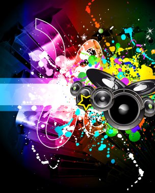 Discoteque Music Flyer with Attractive Rainbow Colours clipart