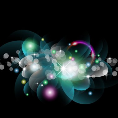 Glowing Circles of llight with Raibow Colours Background clipart