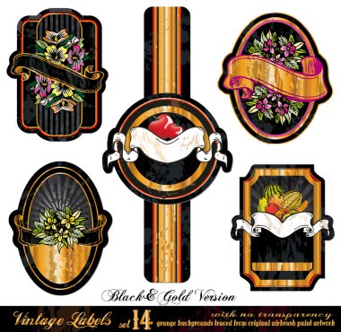 Vintage Labels Black&Gold Version - Set 14 clipart