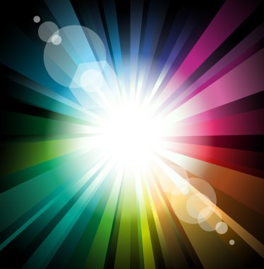 Colorful Ray of Lights explosion with lens glare effect clipart