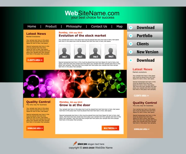 Modello di sito web high tech con colori attraenti — Vettoriale Stock