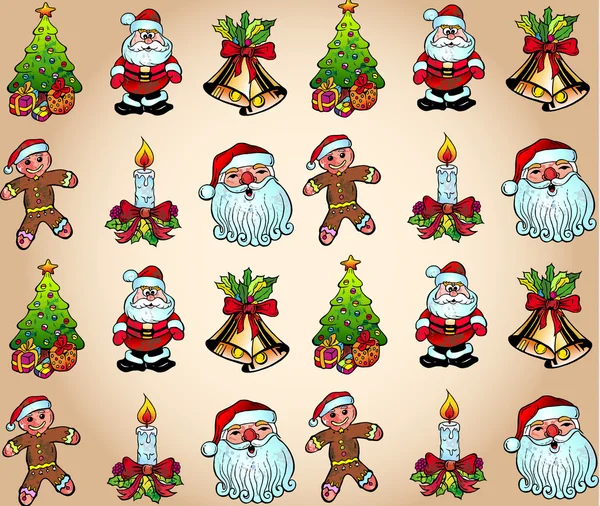 Christmas Wallpaper with Various Design Elements — Stock Vector
