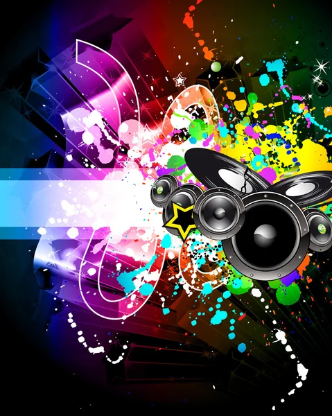 Discoteque Music Flyer com cores atraentes do arco-íris — Vetor de Stock