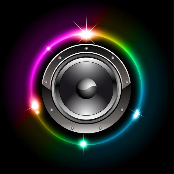 Futuristic Speaker with Glowing Lights Behind — Stock Vector