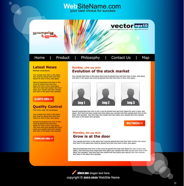 Modelo colorido abstrato moderno do negócio do Web site — Vetor de Stock