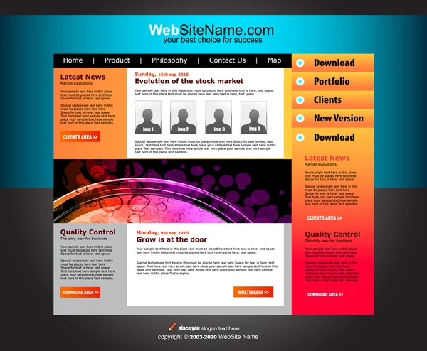 Moderno astratto colorato sito web modello di business — Vettoriale Stock