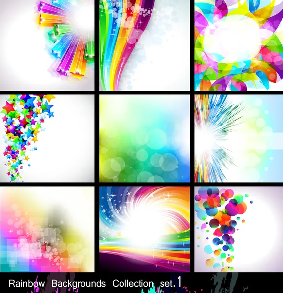 Colección de fondos de arco iris - Set 1 — Archivo Imágenes Vectoriales