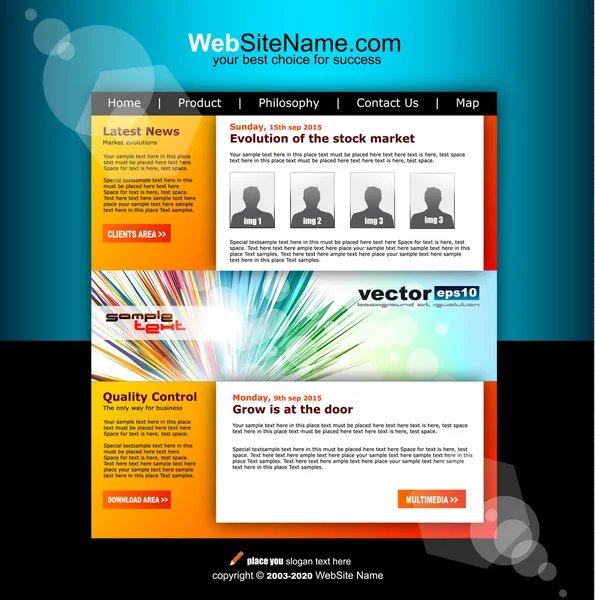 Modèle de site Web coloré abstrait moderne — Image vectorielle
