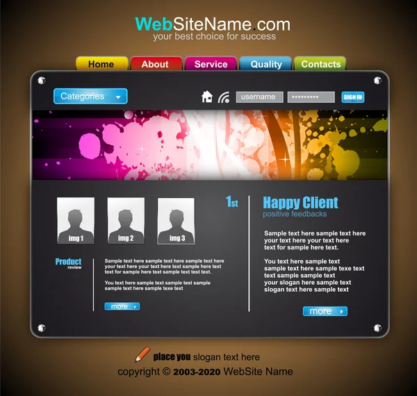Modèle de site Web coloré abstrait moderne — Image vectorielle