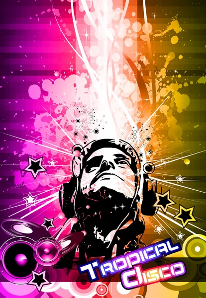 Flyer Disco Light Explosion avec forme DJ — Image vectorielle