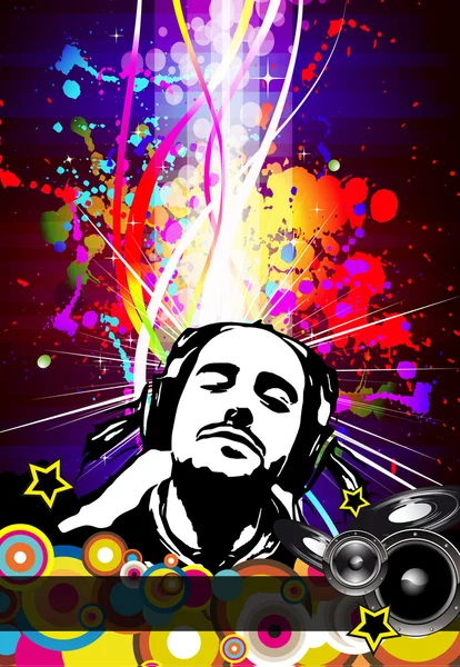 Light Explosion Disco Flyer con forma de DJ — Vector de stock